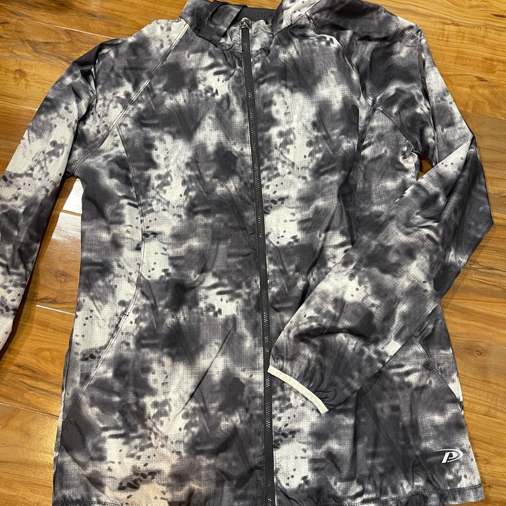 Black and Gray Tie-Dye Zip-Up windbreaker jacket